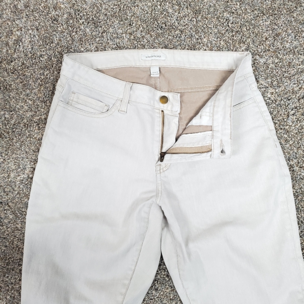 Boston Proper White Shimmery Gold Denim Pants